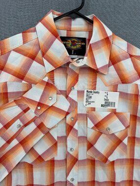 Rodeo Bravo Mundo Country Shirt Mens L Cowboy Western Pearl Snap NWT
